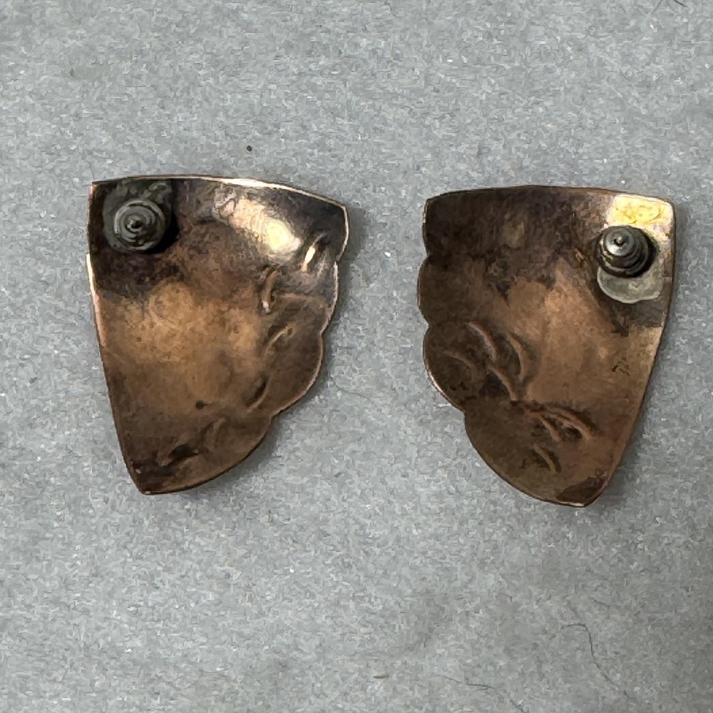 Vintage Earrings Copper Silver Northwest Salmon Fish Motif Handcrafted - Picture 4 of 6